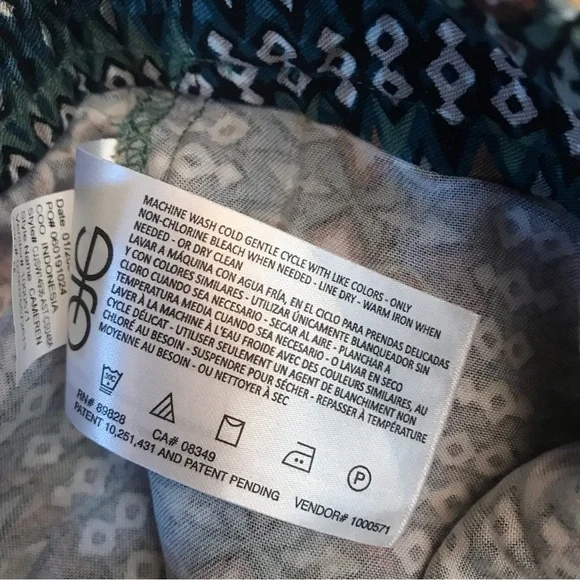 Jessica Simpson Boho Harem Cabana Pants Womens Medium Baggy Relaxed Teal Brown - Picture 12 of 13